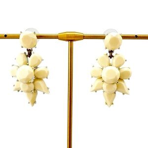 J Crew Earrings, Chunky Mod Style in Cream Ivory with White Enamel